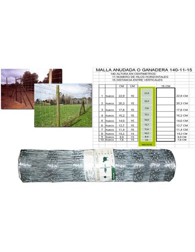 MALLA GANADERA AGROTOR RIVIERE MOREDA 140/11/15 RO100MTx1,40MT