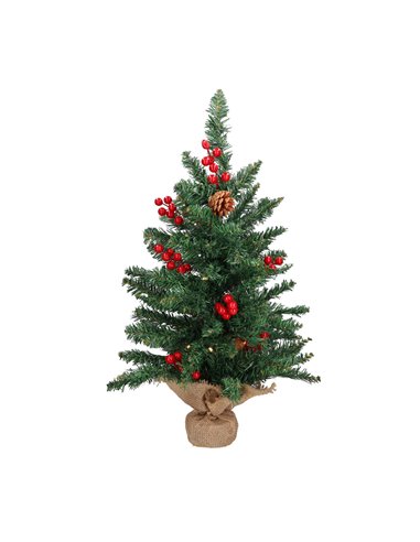 Árbol de Navidad artificial "Ponak" con 20 LEDs (2,25W 3000K 4,5V) IP20 Ø35x60cm fabricado en polietileno color verde rojo y mar