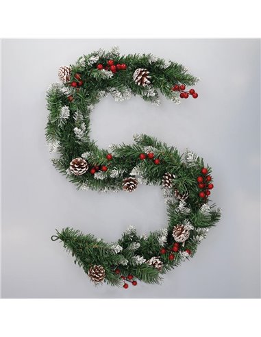 Dusia Artificial garland 1,5M 100 white tips, berries and pinecones