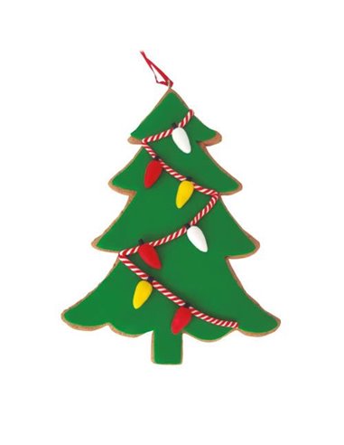 Árbol de Navidad colgante para decoración de árbol 90x125mm fabricado en arcilla color verde y marrón acabado mate