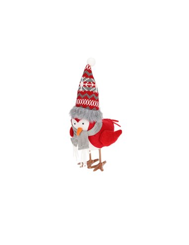 LED Christmas bird Frostine 21cm 2xLR44 Red and grey