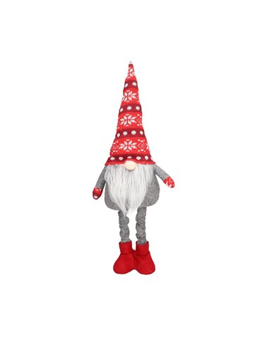 Standing LED Christmas Gnome Kazbo 50 - 72cm 2xCR2032 Red and Grey