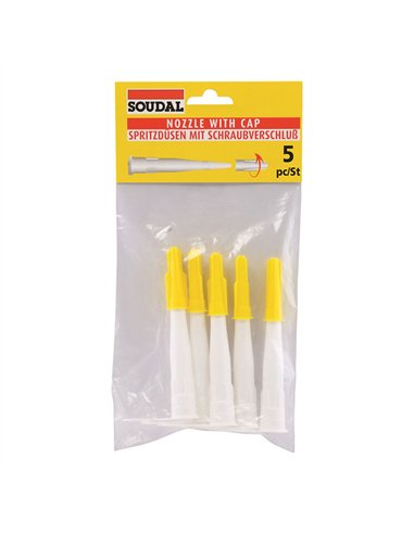 SOUDAL Cánula blanca con capucha para silicona (Bolsa de 5 unidades)