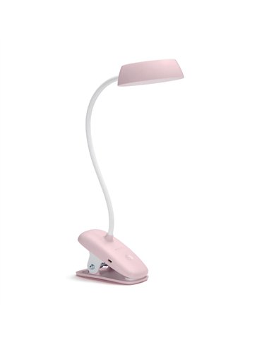 PHILIPS Flexo LED recargable con pinza de sujeción (3W 4000K 175lm) IP20 380x99x290mm color rosa