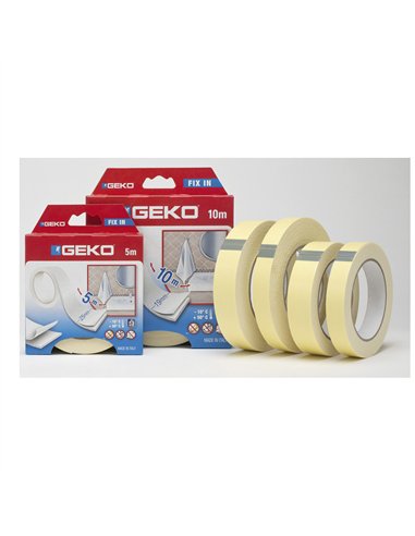 GEKO Cinta de doble cara con adhesivo “Fix In” para bricolaje en interior 19mm x 1,5 m color blanco