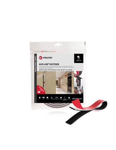 VELCRO® Cinta “Alfa-Lok” para lineal de gancho 25mm x 3m color negro