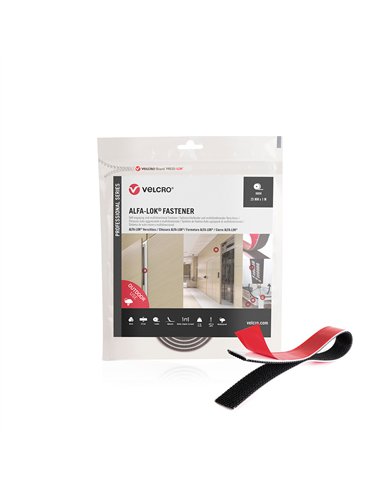 VELCRO® Cinta “Alfa-Lok” para lineal de gancho 25mm x 1m color negro