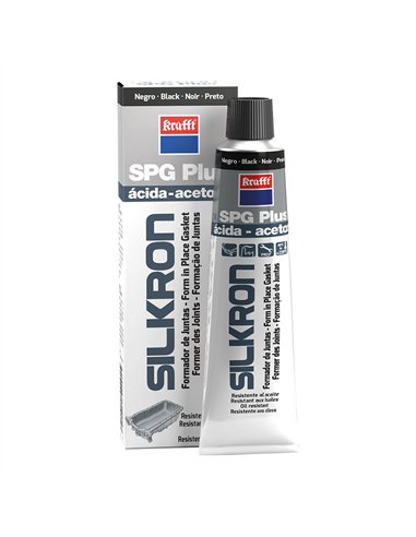 KRAFFT Formador de juntas “Silkron SPG Plus” silicona resistente de uso industrial de color negro (75ml)