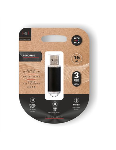 TECH ONE TECH Pendrive de la serie “BO Tech” de 16GB de capacidad color negro