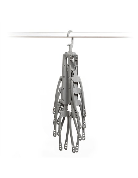 INNOVAGOODS Percha multiple 8 en 1 horizontal/vertical para prendas ligeras con gancho giratorio color gris