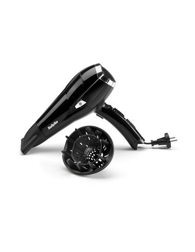 BABYLISS Secador de pelo iónico 2000W regulable con cable retráctil y accesorios color negro