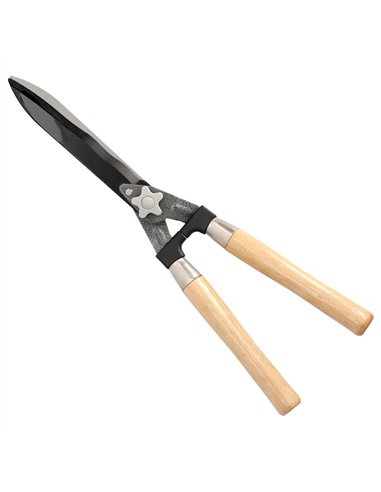 Tijera Podar Setos 2 Manos Mangos Madera 54 cm. Hojas Acero Antiadherente, Ajuste Corte