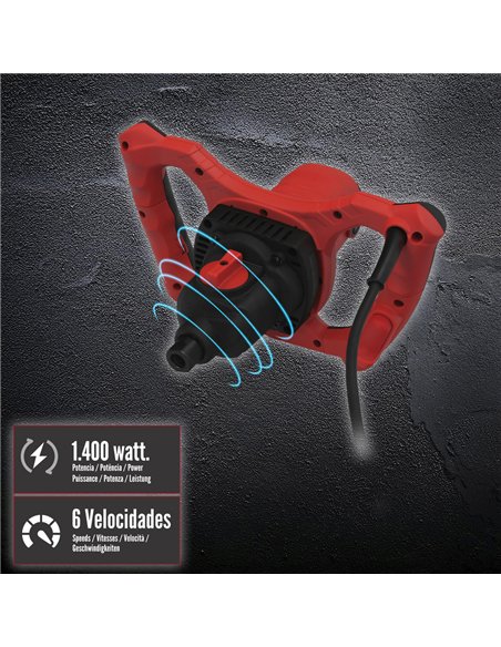 Mezclador Eléctrico 1400 Watt 6 Velocidades Con Variador de Potencia