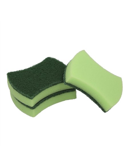 Estropajo Verde Con Esponja. Pack 3 Unidades.