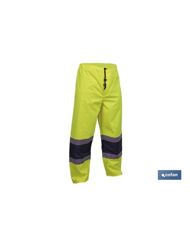 Pantalón de lluvia de alta visibilidad | Bandas de alta visibilidad | Color: amarillo y azul | Disponible desde la talla S hasta