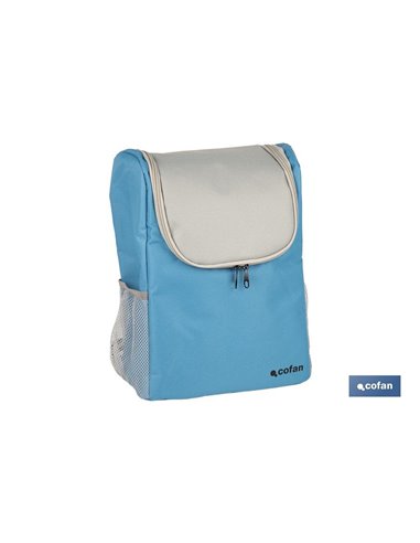 Mochila nevera isotérmica | Mochila de refrigeración | Capacidad: 10 litros | Color: Azul y gris | Medidas: 28 x 12,5 x 37 cm