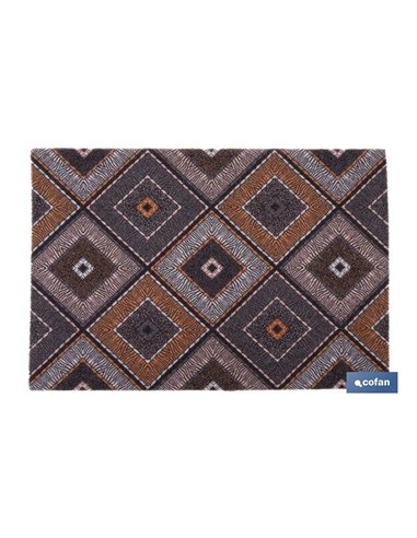 Felpudo de entrada con diseño abstracto de rombos | Material resistente | Base antideslizante | Adecuado para interior y exterio