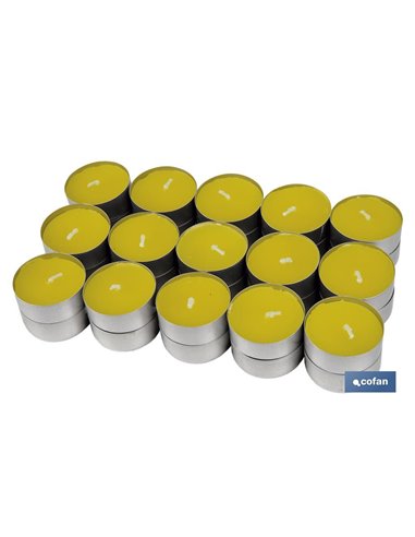 Pack de 30 velas Tea Light de citronela amarillas | Más de 4 horas de duración