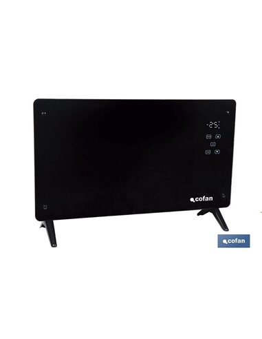 Convector radiante de panel de vidrio | Potencia: 2000 W | Mando a distancia | Control vía app | Compatible con asistente de voz