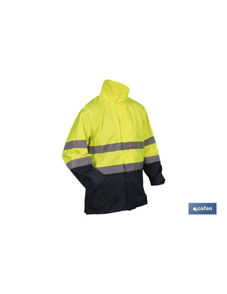 Chaqueta de lluvia de alta visibilidad con cierre de cremallera | Color: amarillo y azul | Disponible desde la talla S hasta la 