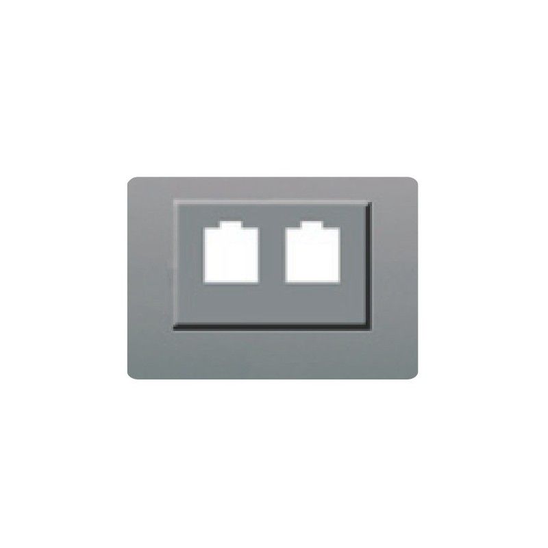 Tampa de tomada dupla RJ11 ou RJ45 GREY SHADOW BJC Coral 21882-GS