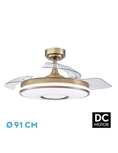 Ventilador Dc Dani 48w 4800lm Cuero 3aspa 6vel 91d 3000-4000-6000k Remoto+memoria+tempor 24