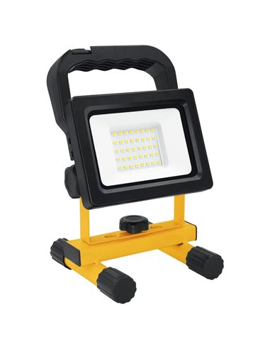 Proiettore LED rotante ricaricabile con 2 modalità luce e supporto (20W 6400K 1600lm) IP54 13x21x12cm