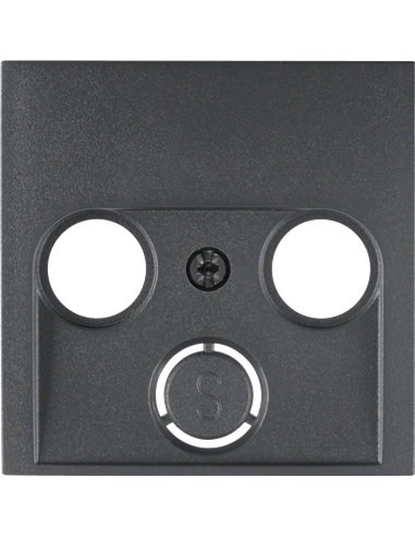 Tapa con toma para TV de 2 o 3 salidas compatible con distintas series de HAGER IP20 55,5x70,5x7mm color antracita mate