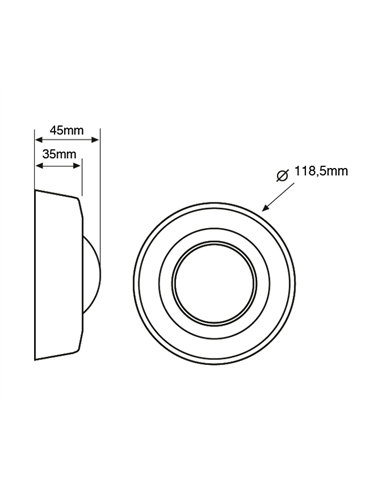 Détecteur de surface de plafond Bluetooth 360º (3000W 2000lm 230V) IP40 Ø11,85x4,5cm coloris noir