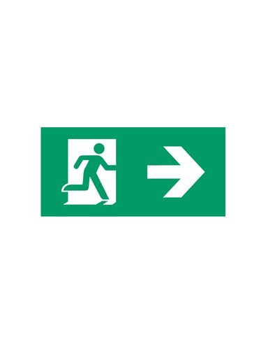 Emergency exit indication sign on the right compatible with different series of the Normalux brand IP44 23x11cm