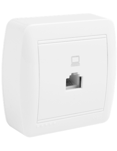 “RJ45” data socket halogen-free, category 6, surface-mounted, IP40, 7,2x7,4x2,8cm white