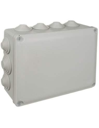 “Ybox” surface-mounted waterproof connection box with 12 cones and blind cover IP55/IK07 23x18x8,7cm grey