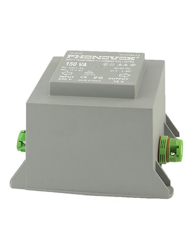 Transformador de seguridad para focos subacuáticos “Pool” (105W/150W 12/230V) IP65 12,9x7,2x9,9cm color gris