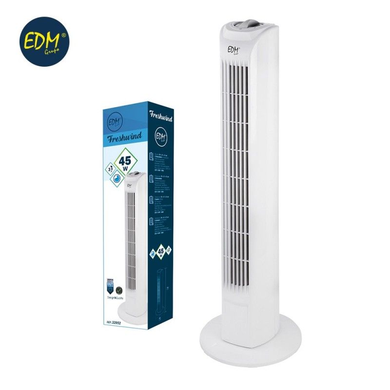 Ventilador torre potência 45w Cor branca 21x78cm EDM