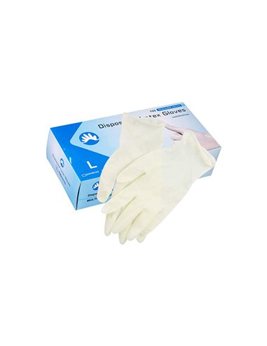 CAJA 100 GUANTES LATEX SIN POLVO T.9 GRANDE GD05ND