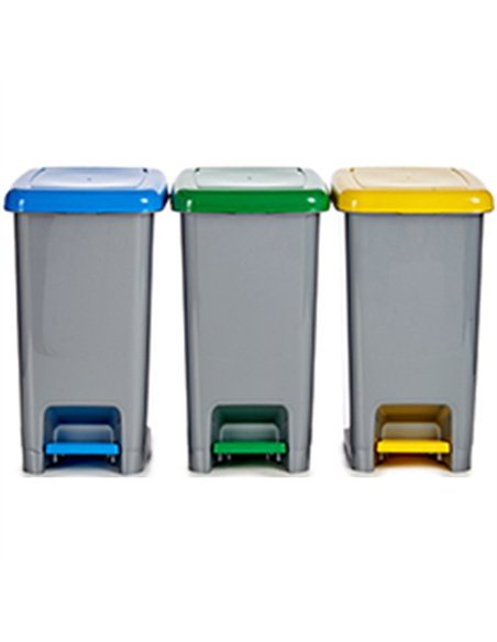 SET 3 CONTENEDORES BASURA SELECTIVO CON PEDAL 15lt 92408 AR
