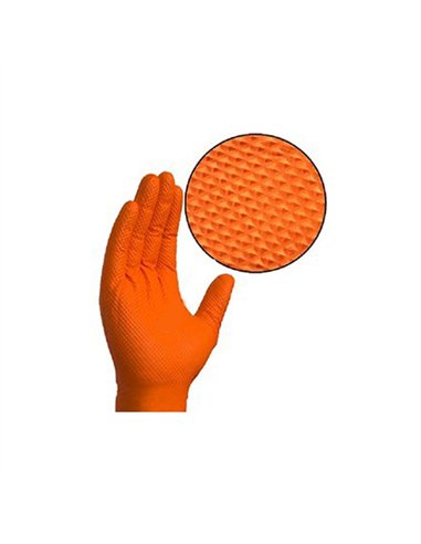 CAJA 50 GUANTES NITRILO NARANJA SIN POLVO FLOCADO T.M GD26OC