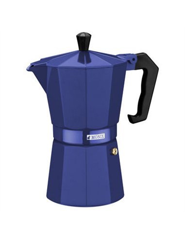 CAFETERA ALUMINIO VITROCERAMICA AZUL COBALTO 6T.  MONIX