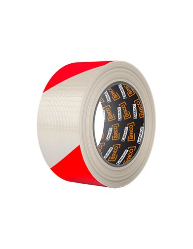 ROLLO CINTA ADH SEÃ‘ALIZACION BLANCA/ROJA 30mt x50mm PVC