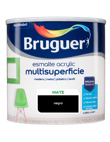 Esmalte acrilico negro mate 250ml 5160686 bruguer