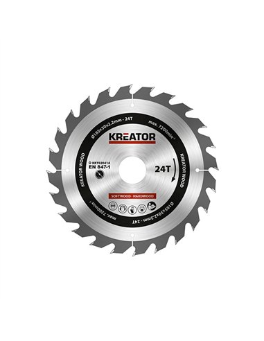 DISCO SIERRA CORTE MADERA 185x30mm 24D KRT020414 KREATOR
