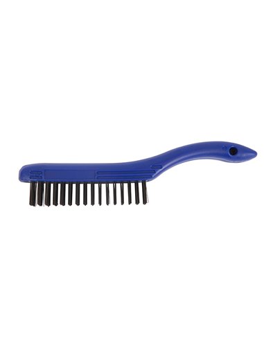 Brosse en acier 4x16x8cm avec grattoir en acier au carbone et plastique bleu et noir
