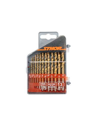 JUEGO 13 BROCAS METAL HSS TITANIO 1,5-6,5mm 22300 VORE STHOR