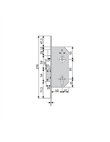 CERRADURA SEGURIDAD R300 T10 60mm TESA