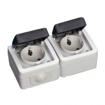 Base de enchufe doble estanco IP44 