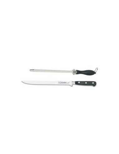 SET CUCHILLO JAMONERO Y CHAIRA PROFESIONAL 01700 3 CLAVELES