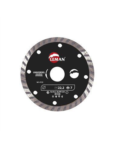 DISCO DIAMANTE GENERAL OBRA 115mm CONTINUO 67115 LEMAN