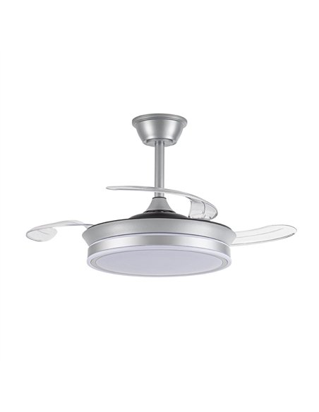 Ventilador LED aspas retráctiles Evo Mini Plata 46W 5520Lm CCT Dim Smart