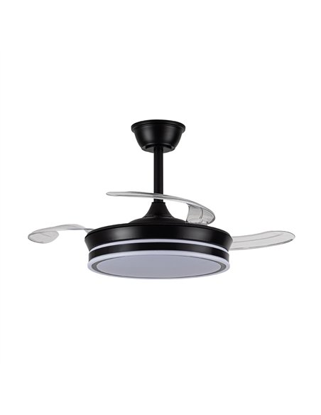 Ventilador LED aspas retráctiles Evo Mini Negro 46W 5520Lm CCT Dim Smart