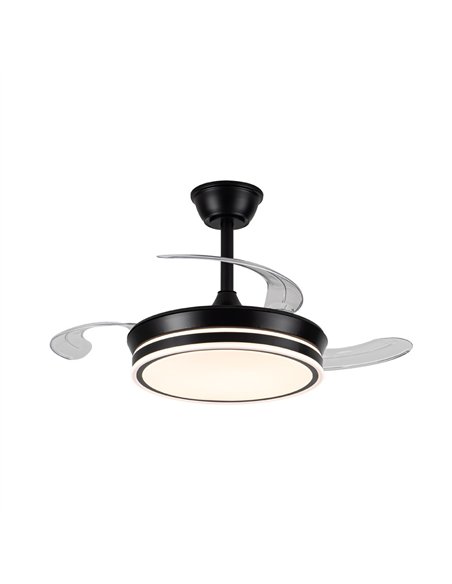 Ventilador LED aspas retráctiles Evo Mini Negro 46W 5520Lm CCT Dim Smart